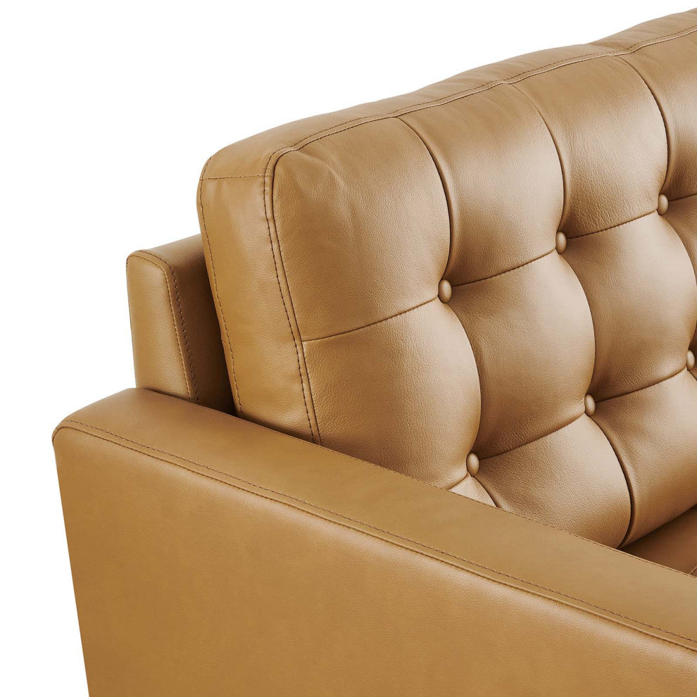 Exalt Tufted Vegan Leather Loveseat, Tan