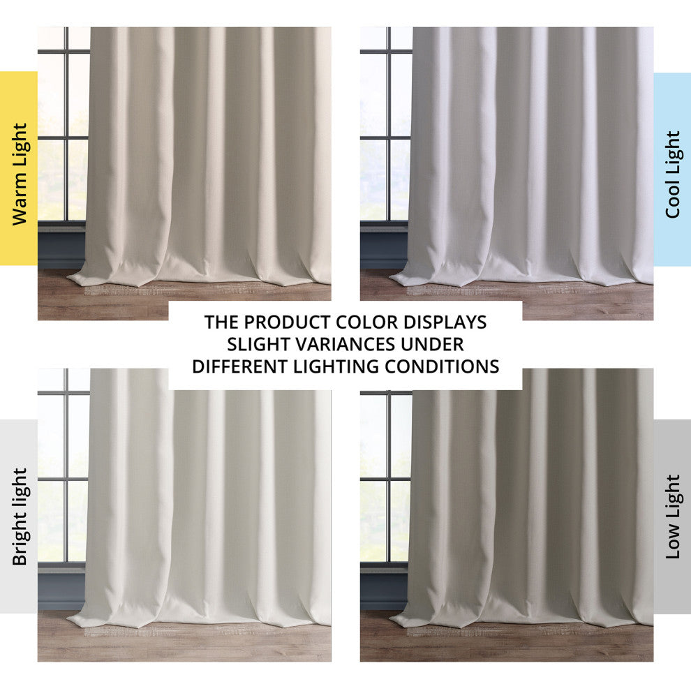 Faux Linen Darkening Curtain Single Panel, Birch, 50"x108"