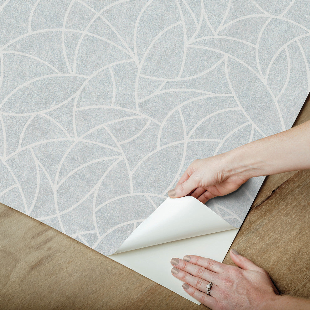 Frosty Blue Modern Crescent Moon Peel & Stick Wallpaper
