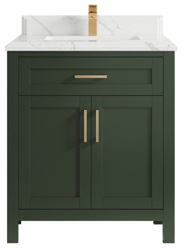 Cambridge 30 Single Sink Bath Vanity in Pewter Green 1.5" Calacatta Laza