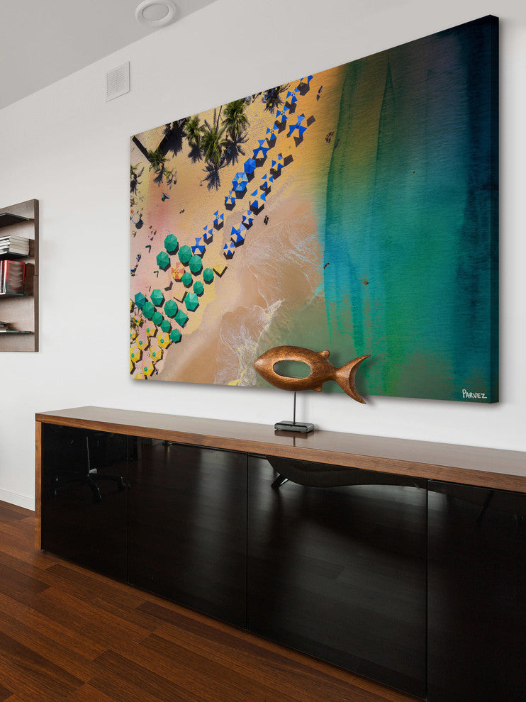 "Umbrella Colors" Painting Print on Wrapped Canvas, 60"x40"