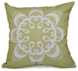 Ikat Mandala, Geometric Print Pillow, Green, 26"x26"