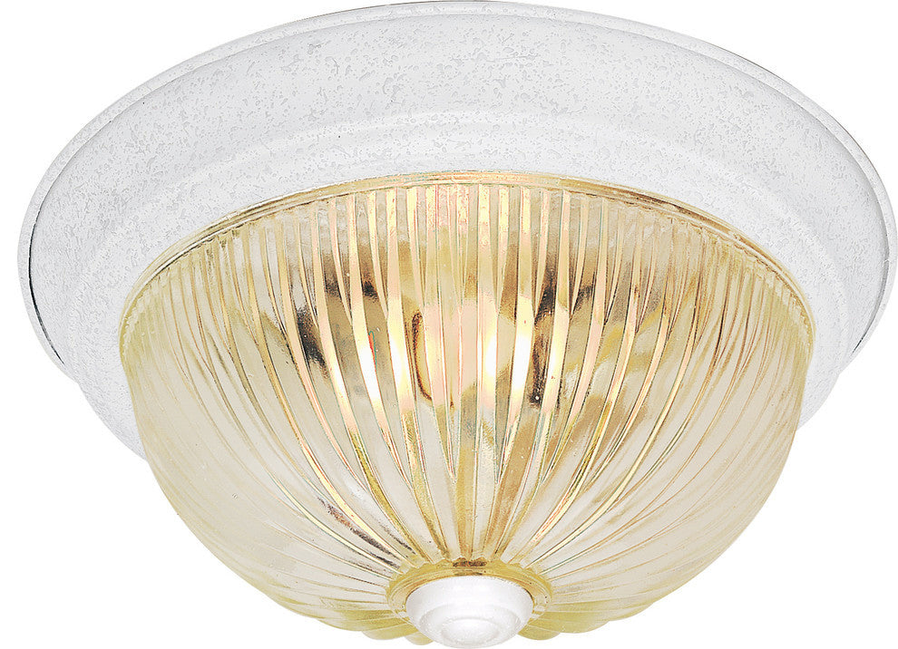 2 Light 11" Flush Mount Clear Ribbed Glass