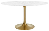 Lippa 54" Oval Dining Table, Gold White