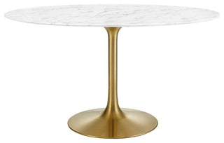 Lippa 54" Oval Dining Table, Gold White