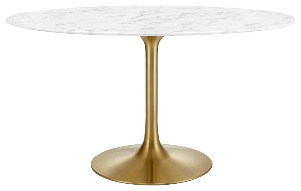Lippa 54" Oval Dining Table, Gold White