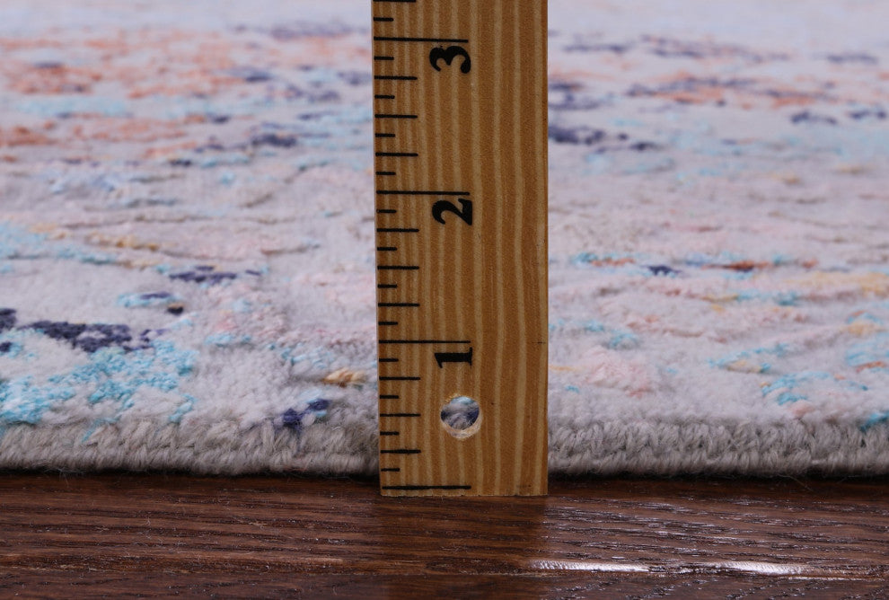 2' 6" X 12' 1" Runner Hand-Knotted Wool and Silk Modern Rug Q11825