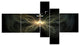 Yellow Fractal Butterfly in Dark, Abstract Print On Canvas, 60"x32", 5 panels