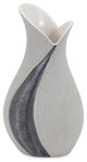 Modern Organic Two Tone Gray Speckle Tall Ceramic Vase