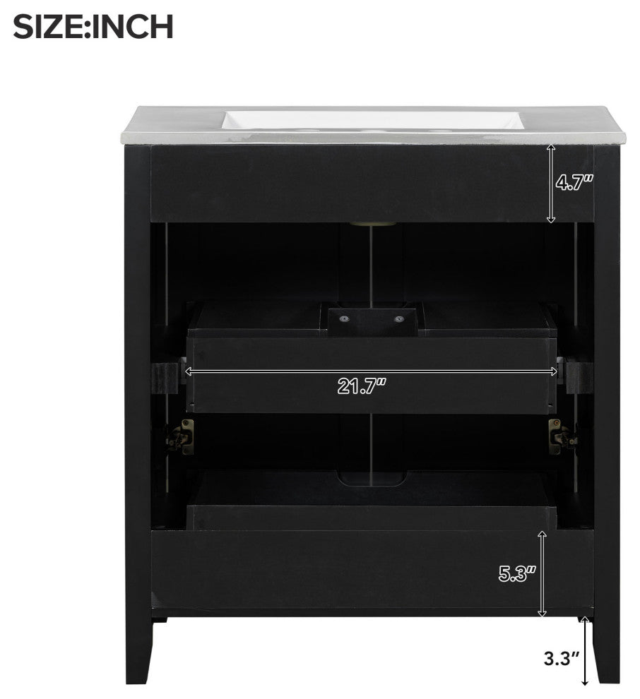 30 Inch Freestanding Bathroom Vanity with Ceramic Sink