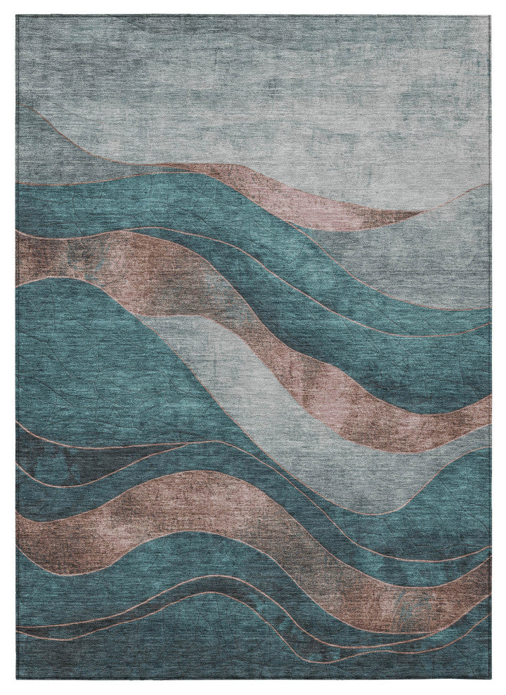 Machine Washable Indoor/Outdoor Chantille ACN1892 Teal 2'6" x 3'10" Rug