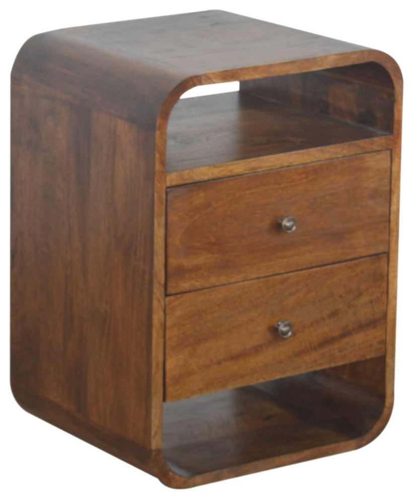Chestnut Curve 2 Drawer Nightsand