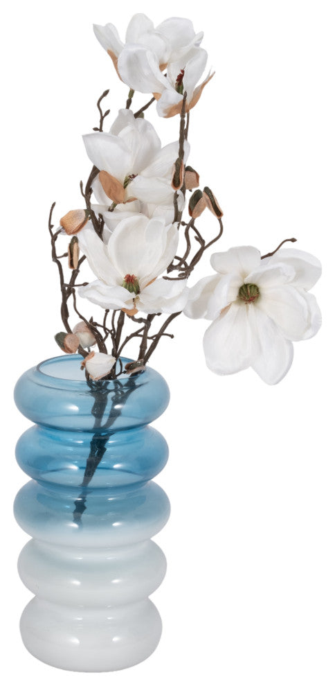 Glass, 12"H Accordion Vase, Blue