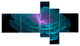 Abstract Blue Floral Fractal Background, Floral Wall Art, 60"x32", 5 panels
