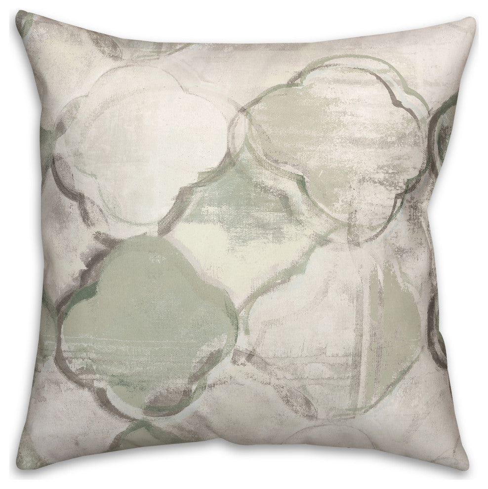 Green Gray Quatrefoil 18x18 Spun Poly Pillow