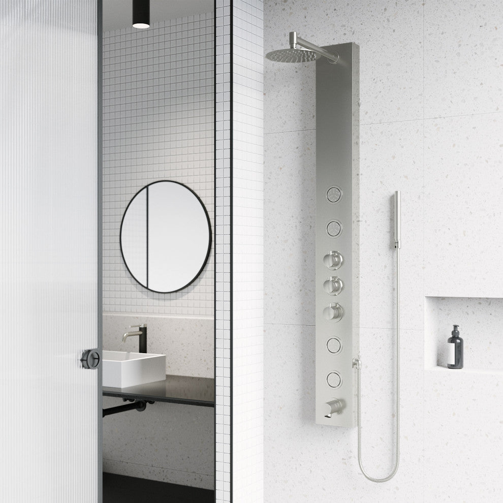 Vigo VG08022 Bowery 59" H 4-Jet Thermostatic Shower Panel - Stainless Steel