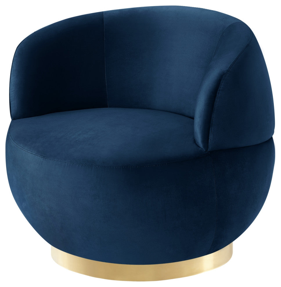 Inspired Home Shaniyah Accent Chair, Swivel, Navy/Gold Velvet