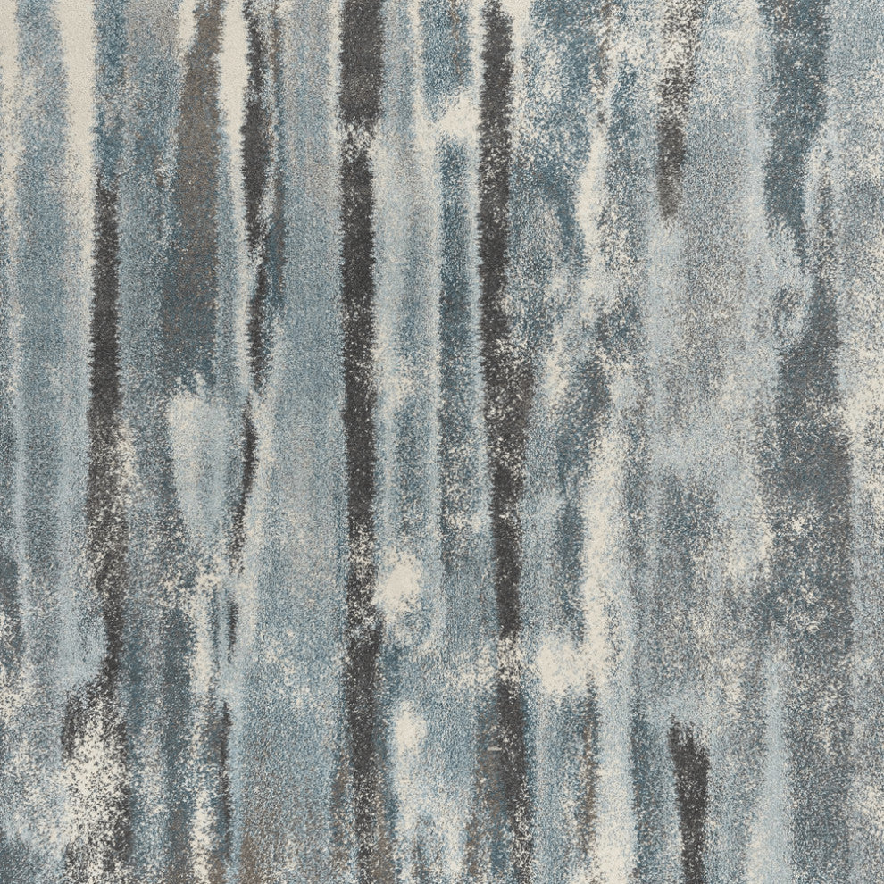 5' X 8' Teal Abstract Brushstrokes Indoor Area Rug