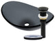 Bigio Clear Slate Grey Oval Slipper Tempered Glass Vessel Sink with Drain, Matte Black