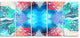 Extraordinary Fractal Blue Texture, Abstract Canvas Art Print, 60"x28", 5 Panels