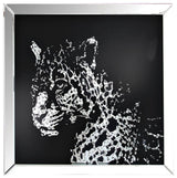 ACME Talisha Glass Square Wall Art in Mirrored and Faux Crystal Leopard
