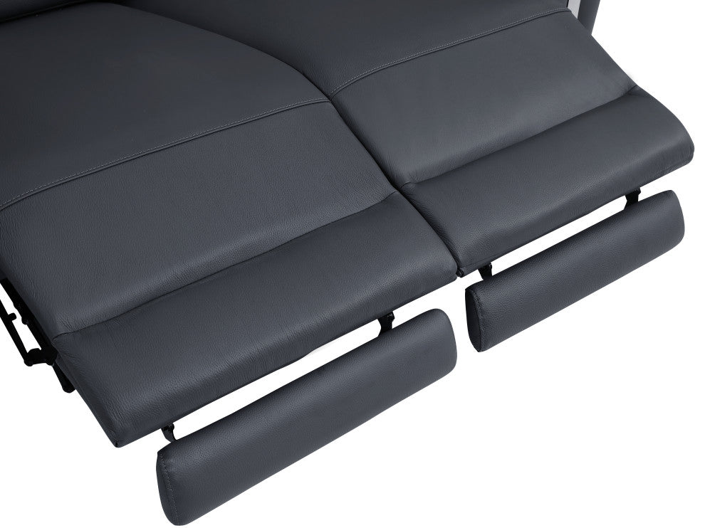 Prato Genuine Italian Leather Modern Sofa and Loveseat, Dark Gray