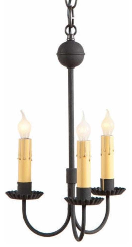 Wrought Iron Chandelier, Textured Black