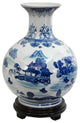 12" Landscape Blue and White Porcelain Vase