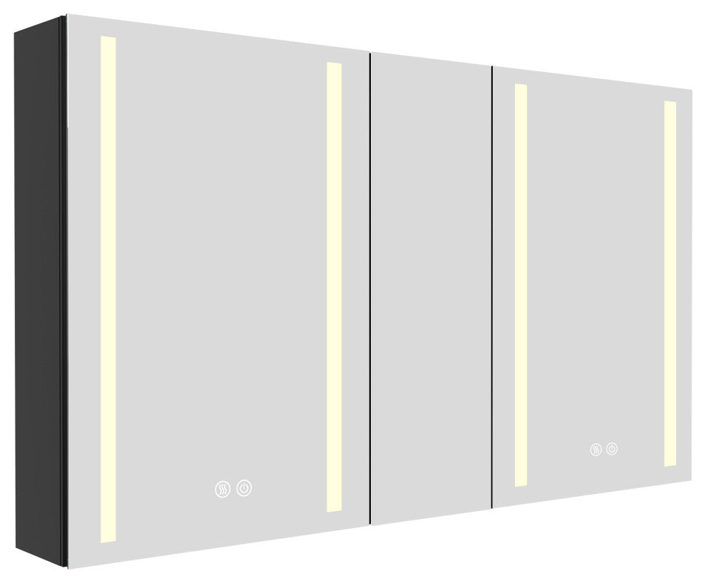 50"x30" Surface Mount Frameless LED Medicine Cabinet With Anti-Fog and Dimmable, Right Door