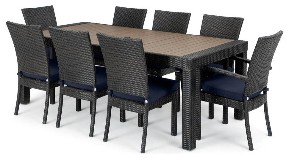 Deco 9 Piece Aluminum Outdoor Patio Dining Set, Blue