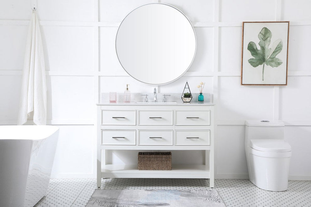 Skylar 48" Single Bathroom Vanity, White, With Backsplash