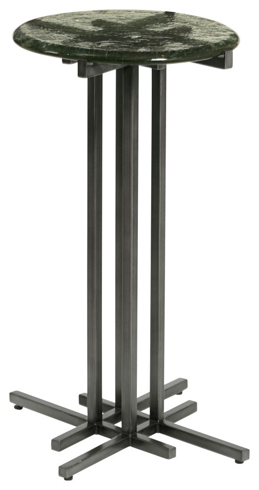 Glass Top Spot Table with Metal Base Pedestal