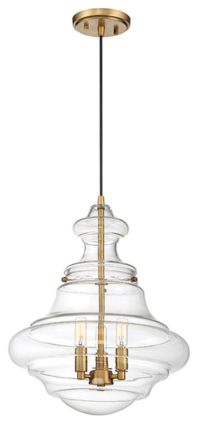 Savoy House Meridian 3 Light Pendant Natural Brass