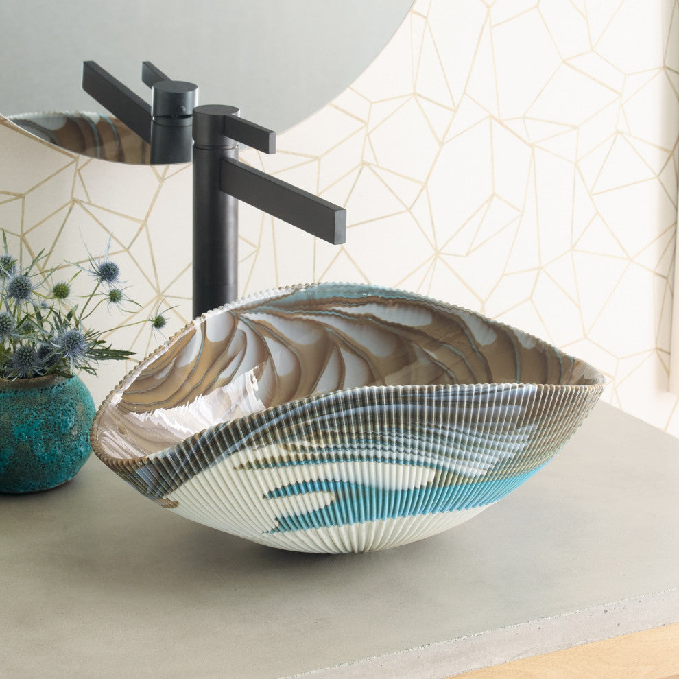 Amalfi Murano Glass Bathroom Sink, Shoreline