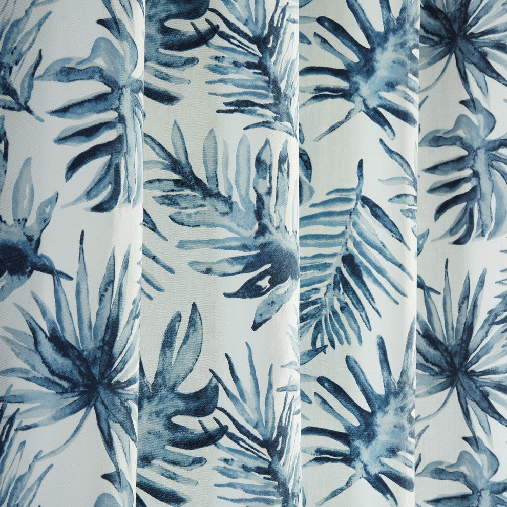 Artemis Printed Cotton Curtain Single Panel, Artemis Blue, 50wx96l