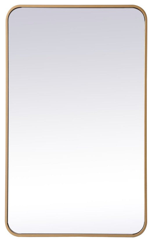 Ellis Soft Corner Metal Rectangular Mirror, Brass, 22"x36"