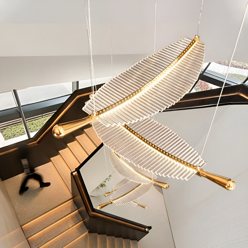 Cagnes-sur-Mer | Crystal Gold Leaves Pendant Chandelier, 4 Leaves