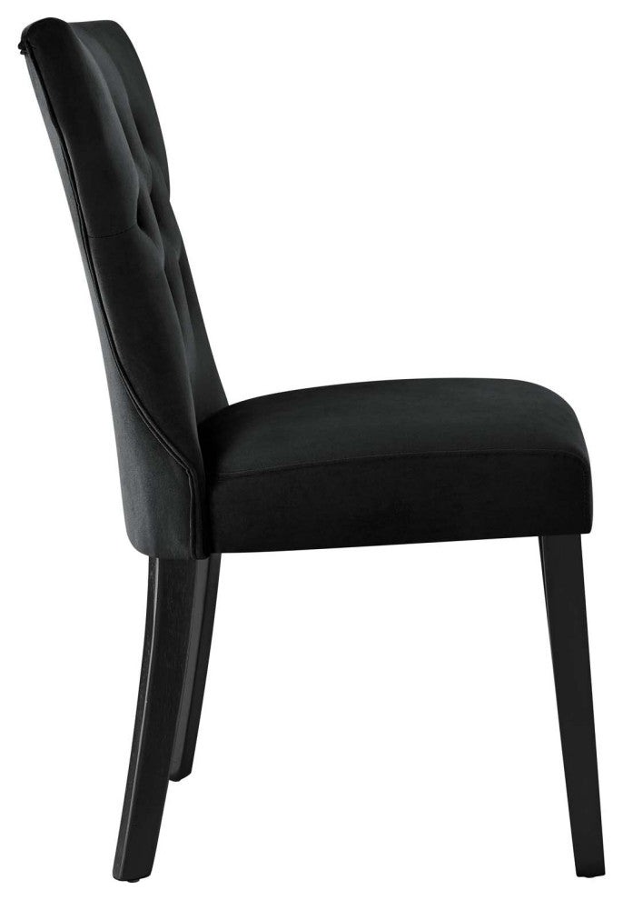 Silhouette Performance Velvet Dining Chairs, Set of 2, Black