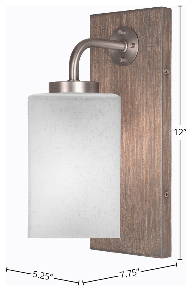 Oxbridge Wall Sconce, Graphite & Painted Distressed Metal, 4" White Muslin