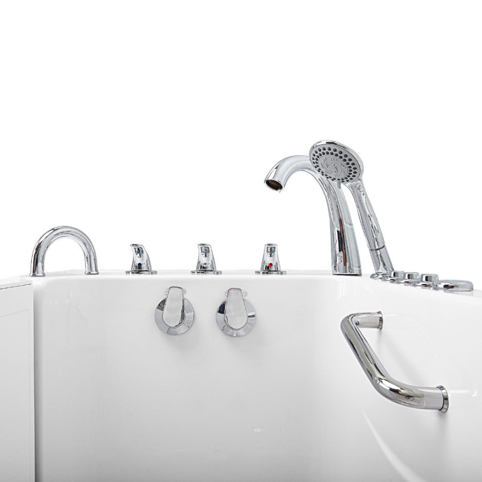 Ella Monaco 32"x52" Acrylic Walk-In-Bathtub, Outswing Door, 5 Piece Faucet