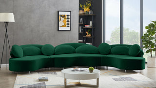 Vivacious Velvet Upholstered 3-Piece Sectional, Green