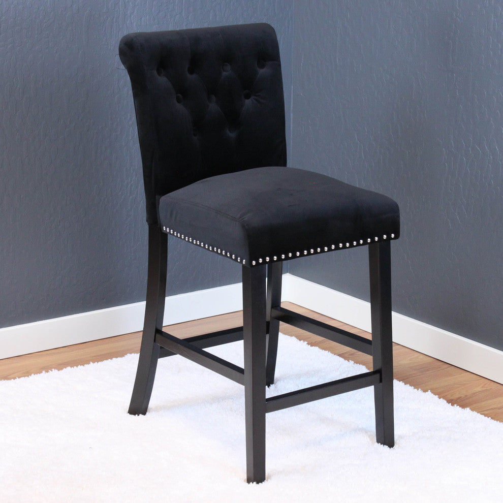 Markelo Velvet Counter Chairs, Set Of 2, Black