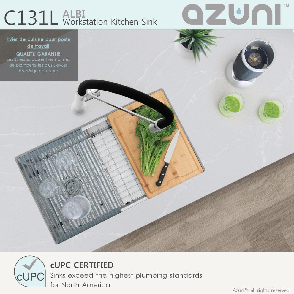 SYLISH 30"L x 19"L Single Bowl Undermount 16G Workstation Kitchen Sink