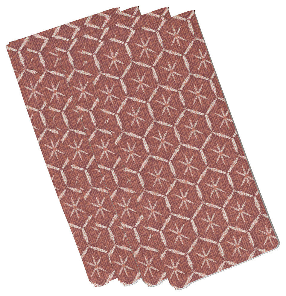 Tufted Geometric Print Napkin, Maroon (Set of 4), 19 x 19"
