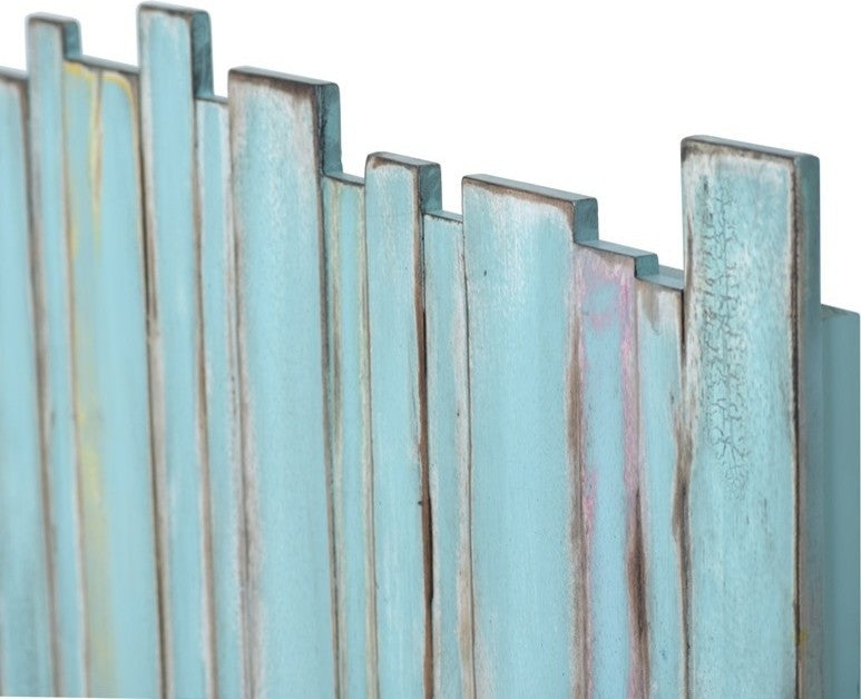 Picket Fence Queen Headboard, Distressed Blue