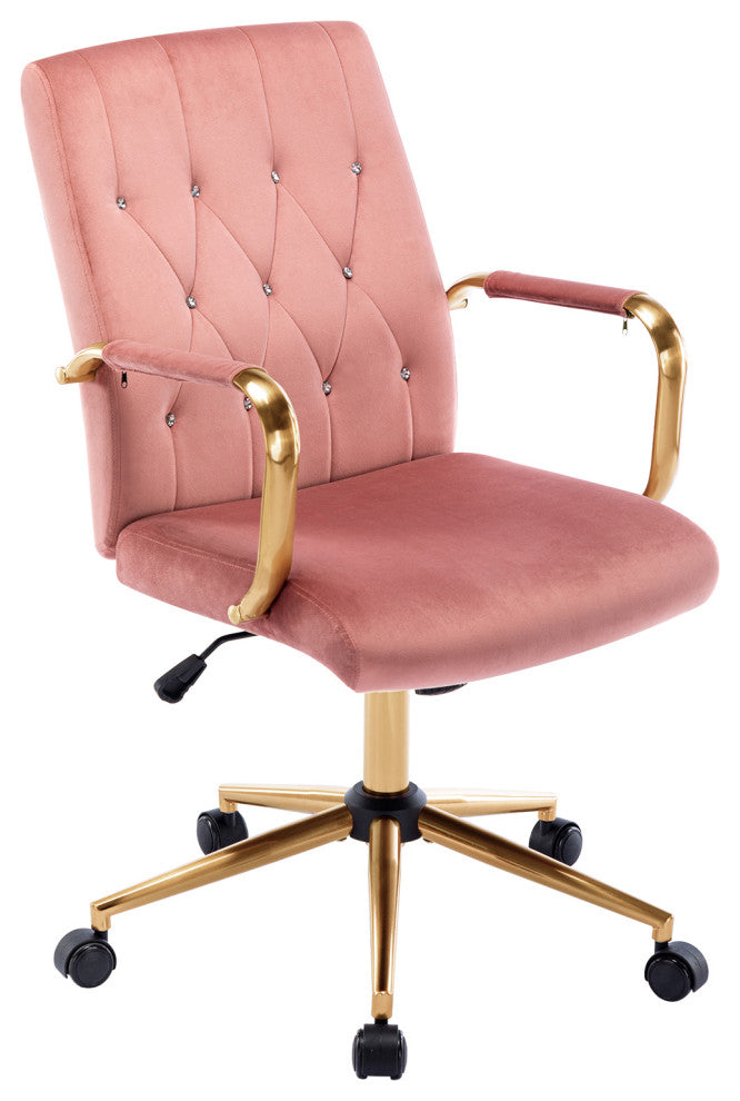 Rhinestone Tufted Armrest Task Chair, Pink