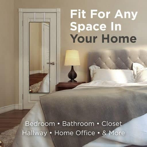 Over The Door Mirror Full Length 13.7"x48" - Aluminum Frame Bathroom