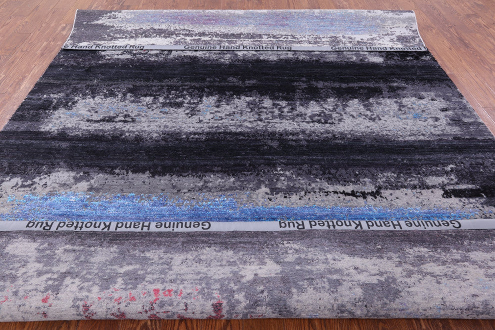 7' 10" X 9' 11" Wool and Silk Modern Handmade Rug Q7230