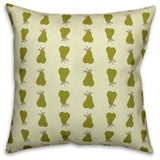 Pear Pattern, Green Throw Pillow Cover, 18"x18"
