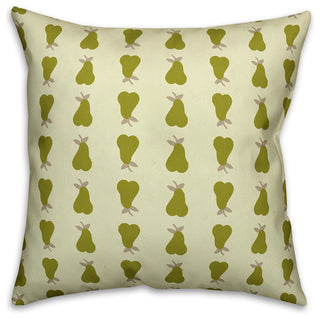 Pear Pattern, Green Throw Pillow Cover, 18"x18"